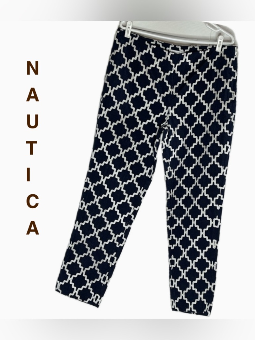 Nautica Navy and White Geometric Women’s Pants